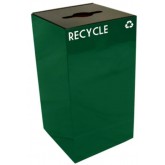 WITT GeoCube Square Recycling Receptacle w/ Combo Opening - 28 gallon, Green